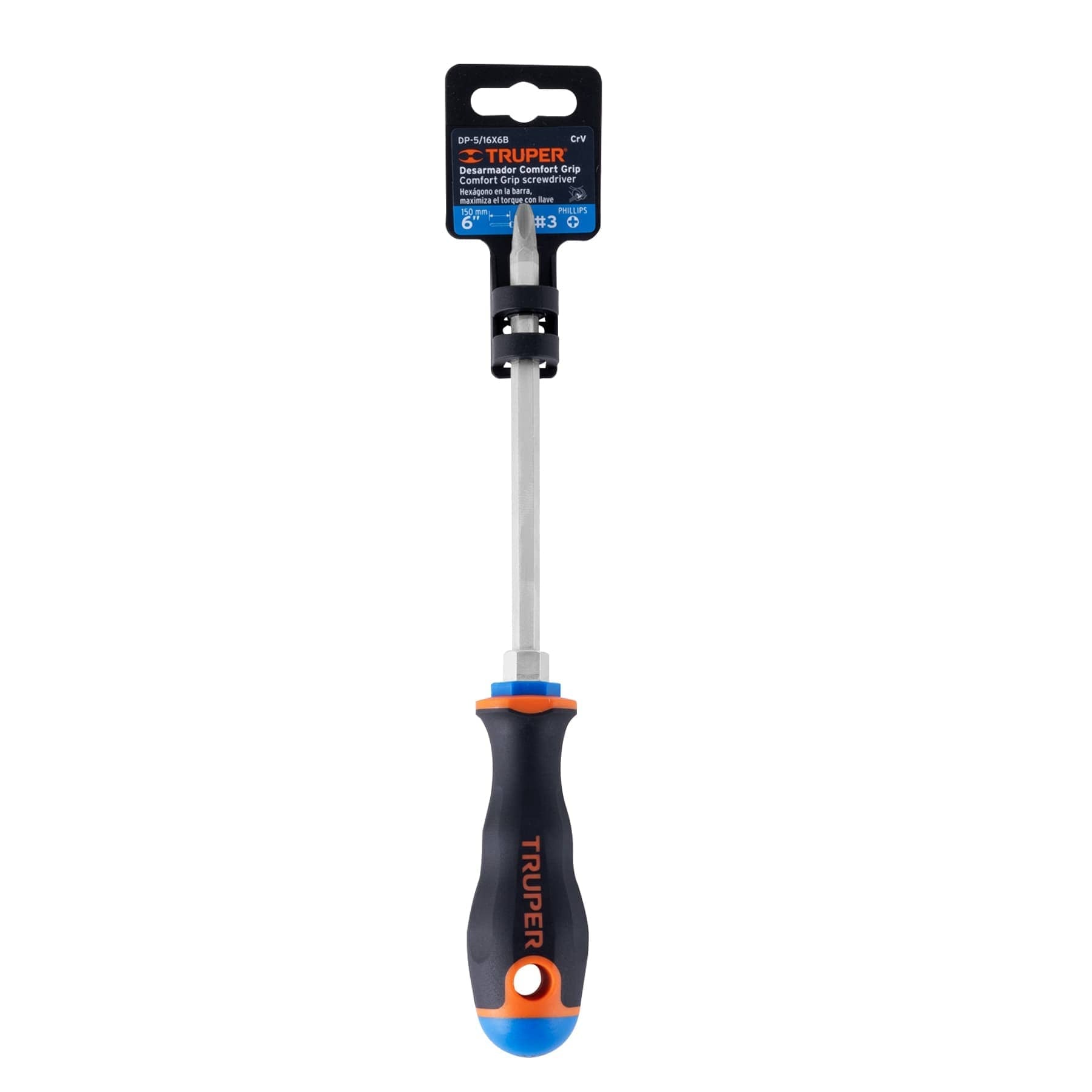 Desarmador punta phillips, 5/16" mango Comfort Grip, 6"