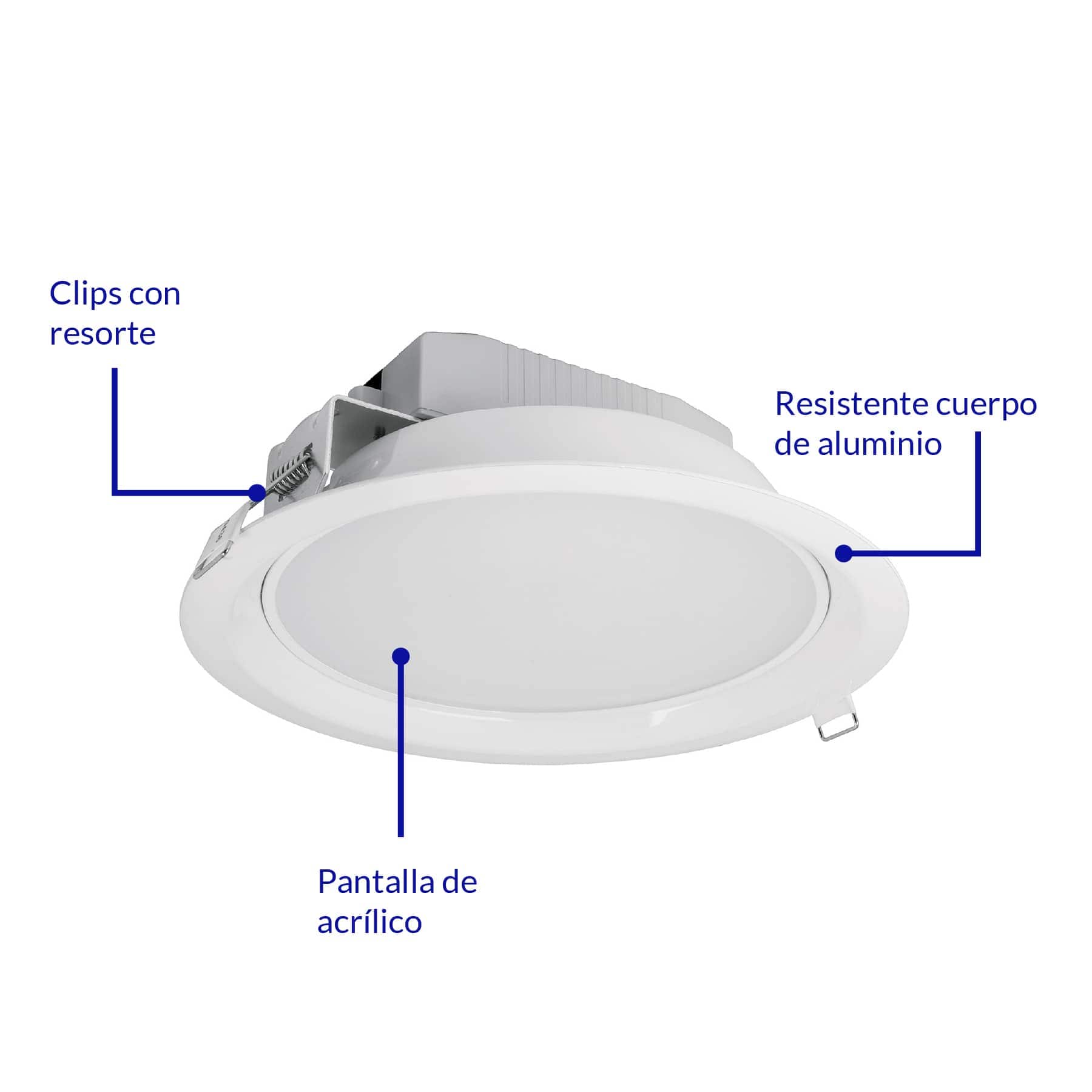 Empotrado, redondo, 12W, 6500K, LED