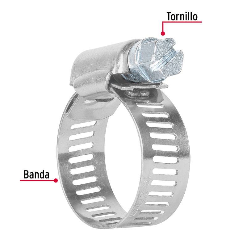 Bolsa con 2 abrazaderas sin fin # 10, 3/4 - 1-1/16", TRUPER