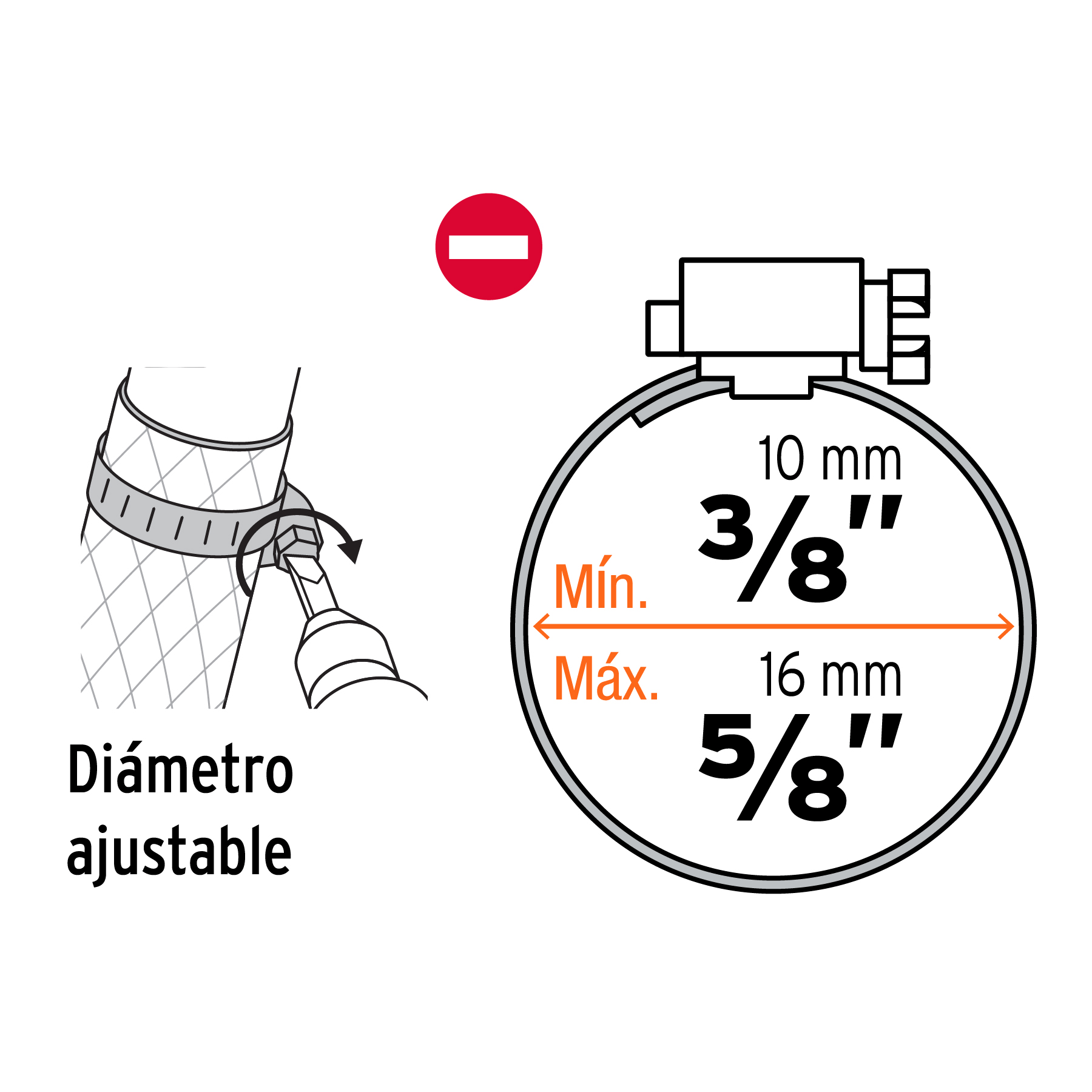 Abrazadera mini-4 de acero inoxidable, bolsa con 4 pzas