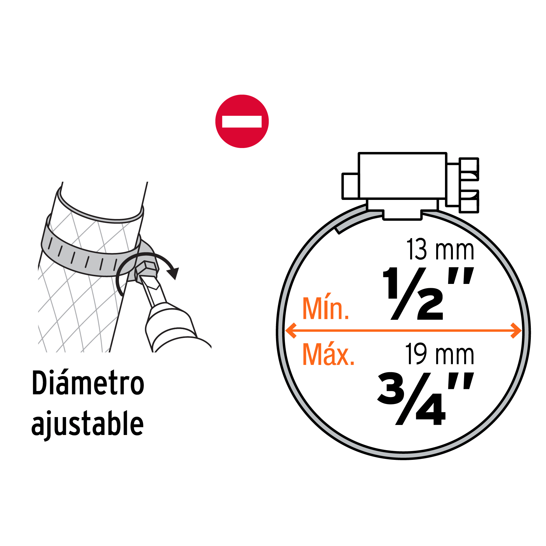 Abrazadera mini-6 de acero inoxidable, bolsa con 4 pzas