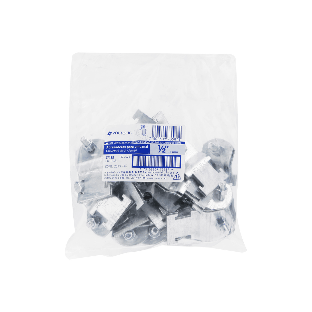 Abrazadera para unicanal 1/2 ', Volteck - Ferretería Feresmar
