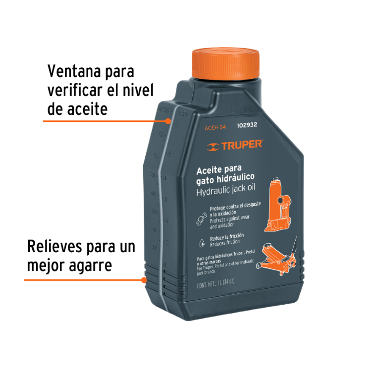 Aceite hidráulico para gatos, 1 Litro, Truper - Ferretería Feresmar