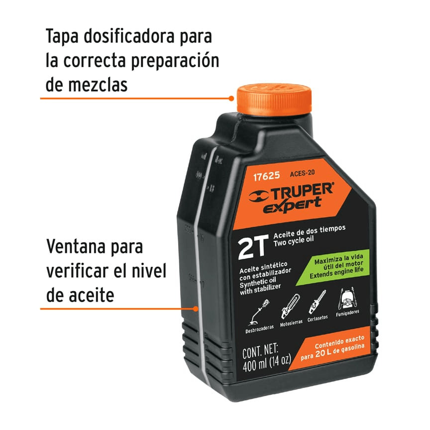 Aceite para motor de dos tiempos, 16 oz