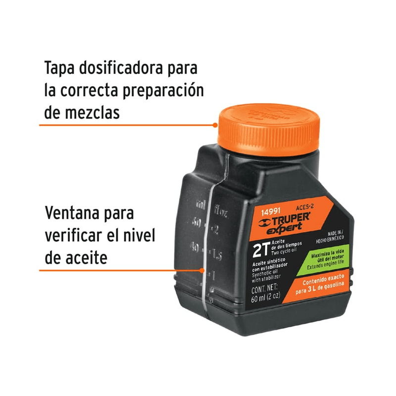 Aceite para motor de dos tiempos, 2 oz