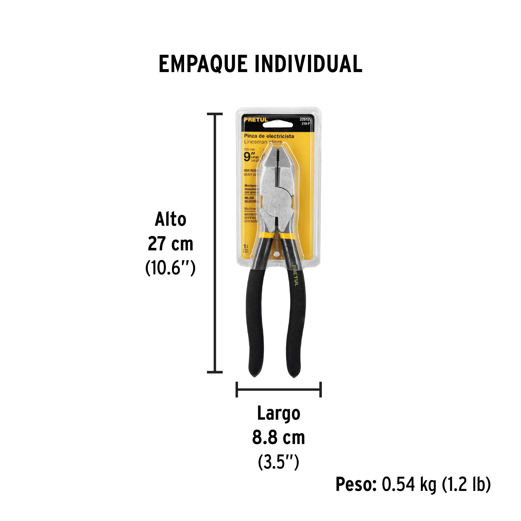 Pinza pesada de electricista 9", pretul