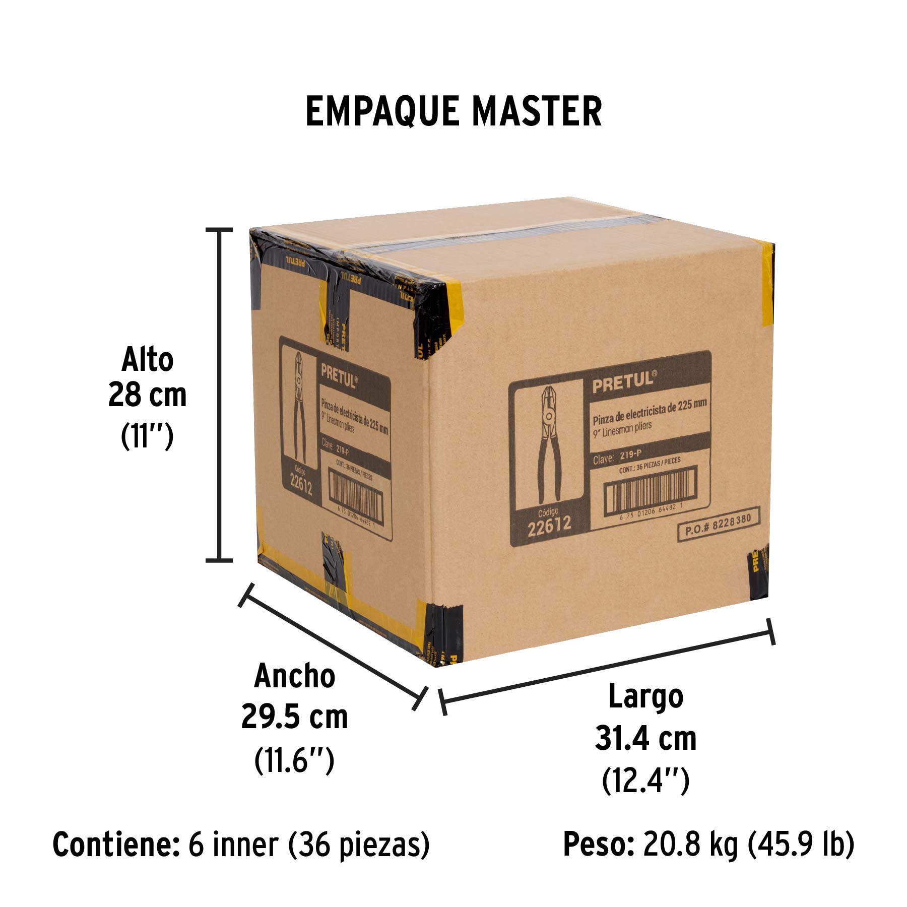 Pinza pesada de electricista 9", pretul
