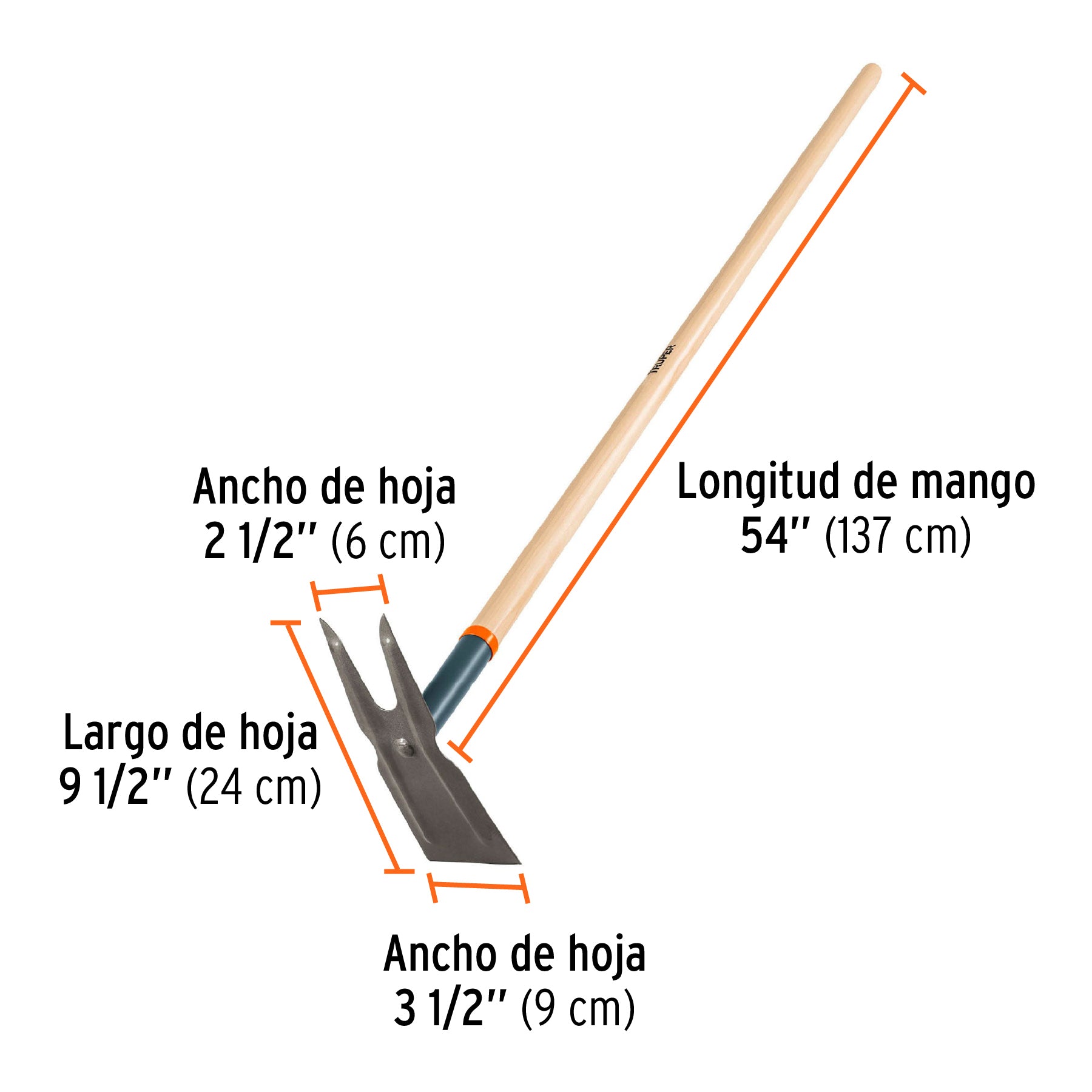 AZADON DE 2 CUERNOS, MANGO 54"