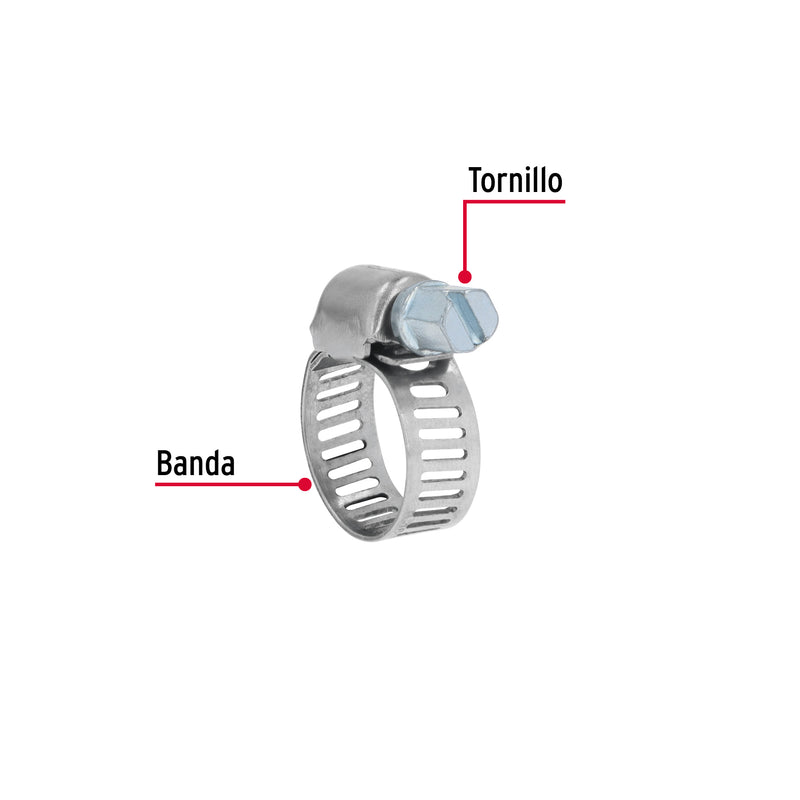 Mini-abrazadera reforzada #3, 7/32 - 5/8", bolsa con 10 pzas
