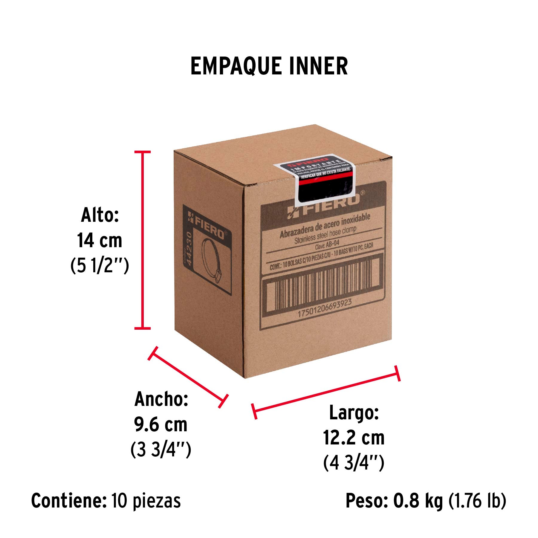 Mini-abrazadera reforzada, # 4, 3/8 - 5/8", bolsa 10 pzas