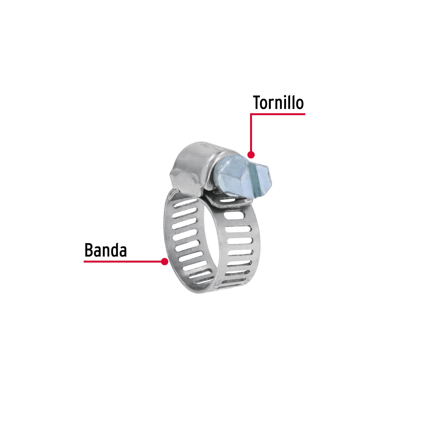 Mini-abrazadera reforzada, # 4, 3/8 - 5/8", bolsa 10 pzas