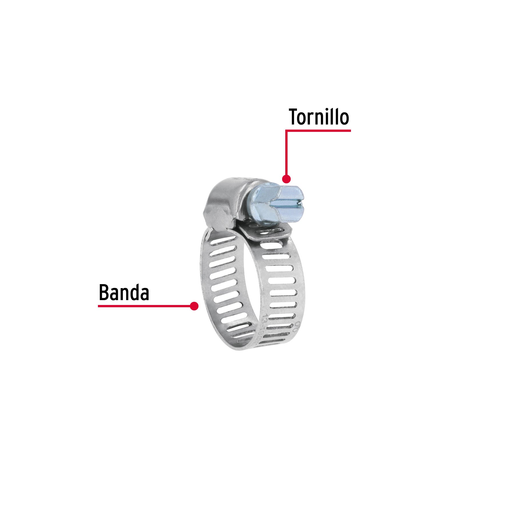 Mini-abrazadera reforzada, # 6, 1/2 - 3/4", bolsa 10 pzas
