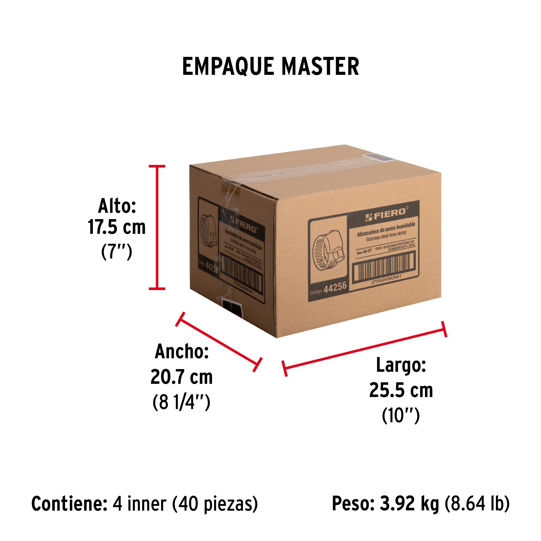 Mini-abrazadera reforzada #7, 1/2 - 7/8", bolsa con 10 pzas