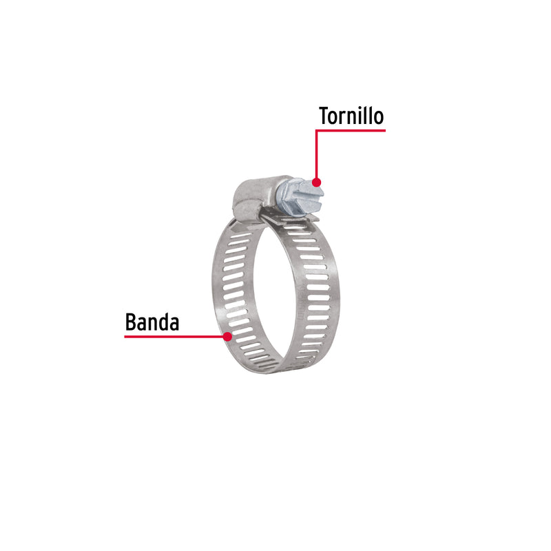 Abrazadera reforzada, # 16, 3/4 - 1-1/2", bolsa 10 pzas