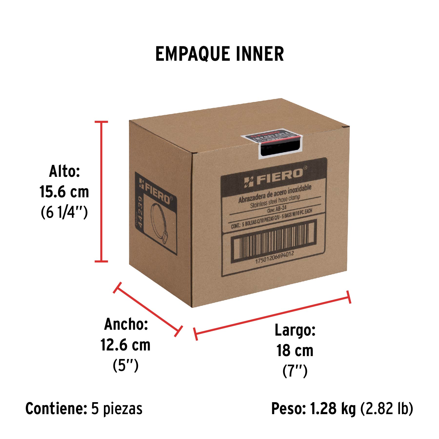 Abrazadera reforzada, # 24, 1-1/4 - 2", bolsa 10 pzas