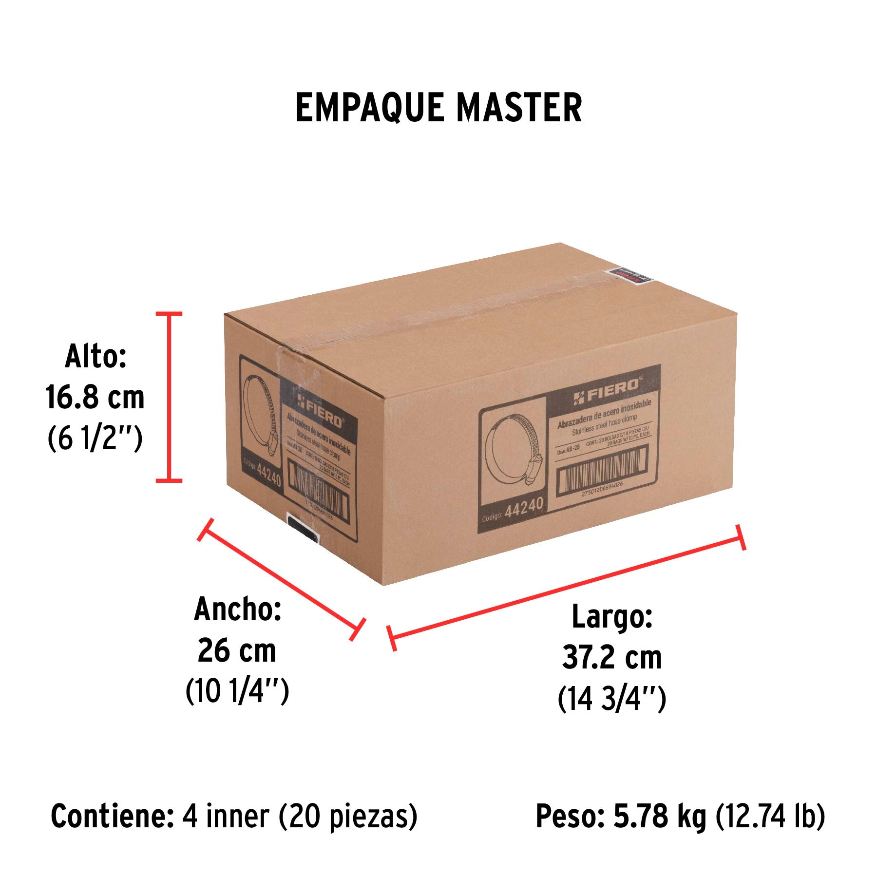 Abrazadera reforzada, # 28, 1-1/2 - 2-1/4", bolsa 10 pzas