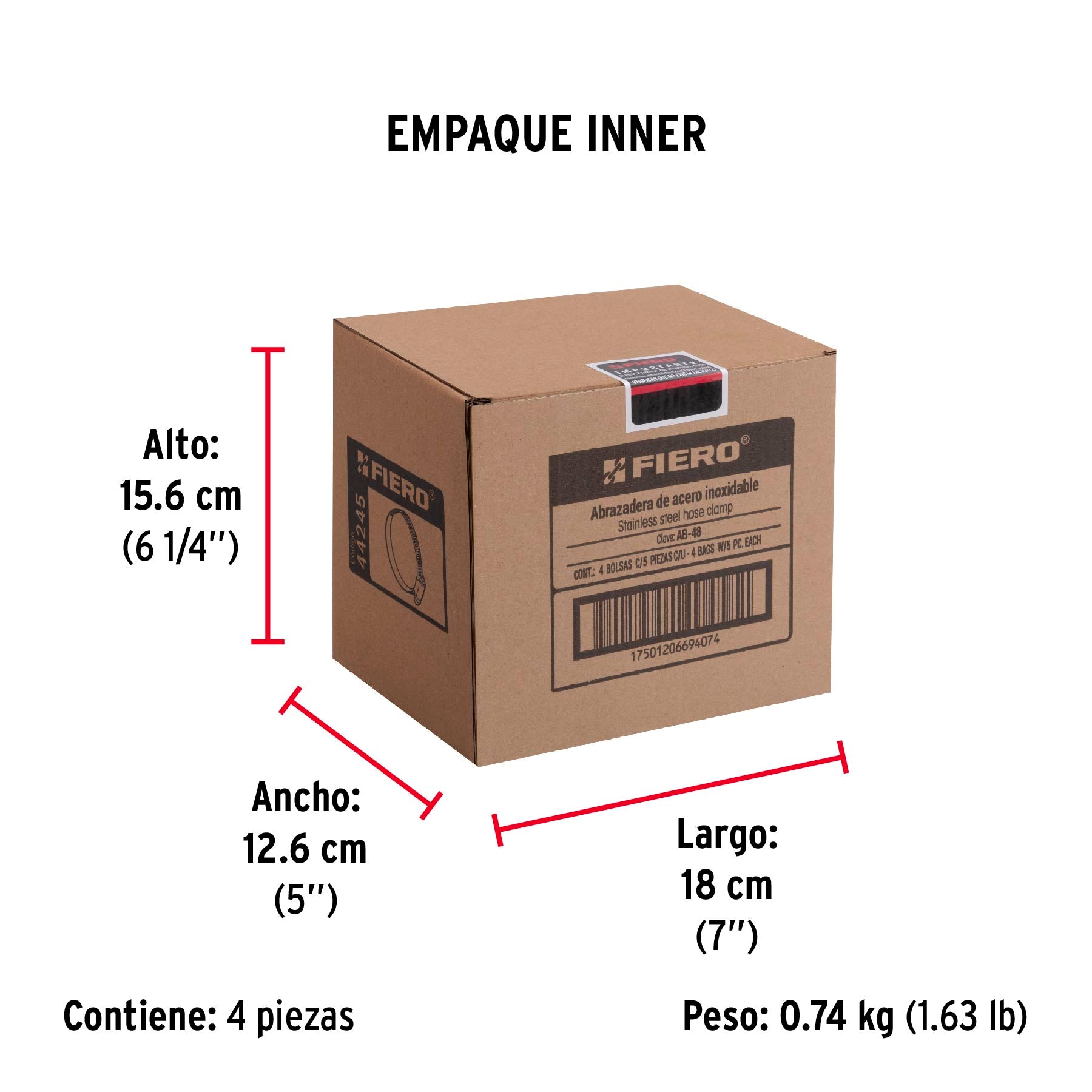 Abrazadera reforzada, # 48, 2-9/16 - 3-1/2", bolsa 5 pzas