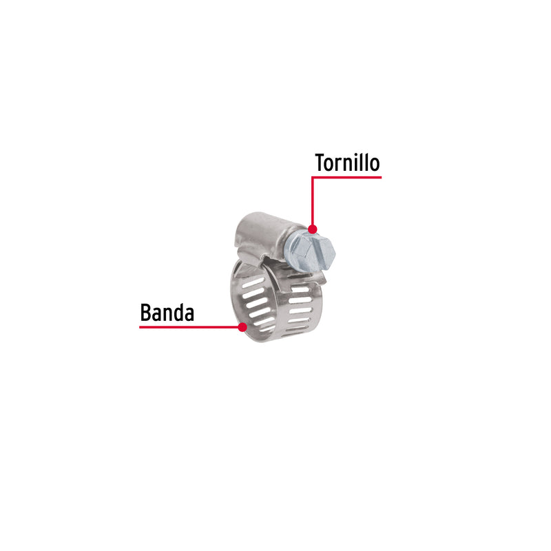 Abrazadera reforzada, # 4, 3/8 - 5/8", bolsa 10 pzas