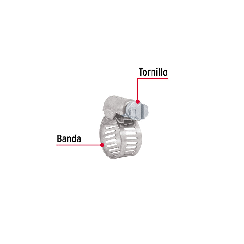 Abrazadera reforzada, # 6, 1/2 - 3/4", bolsa 10 pzas