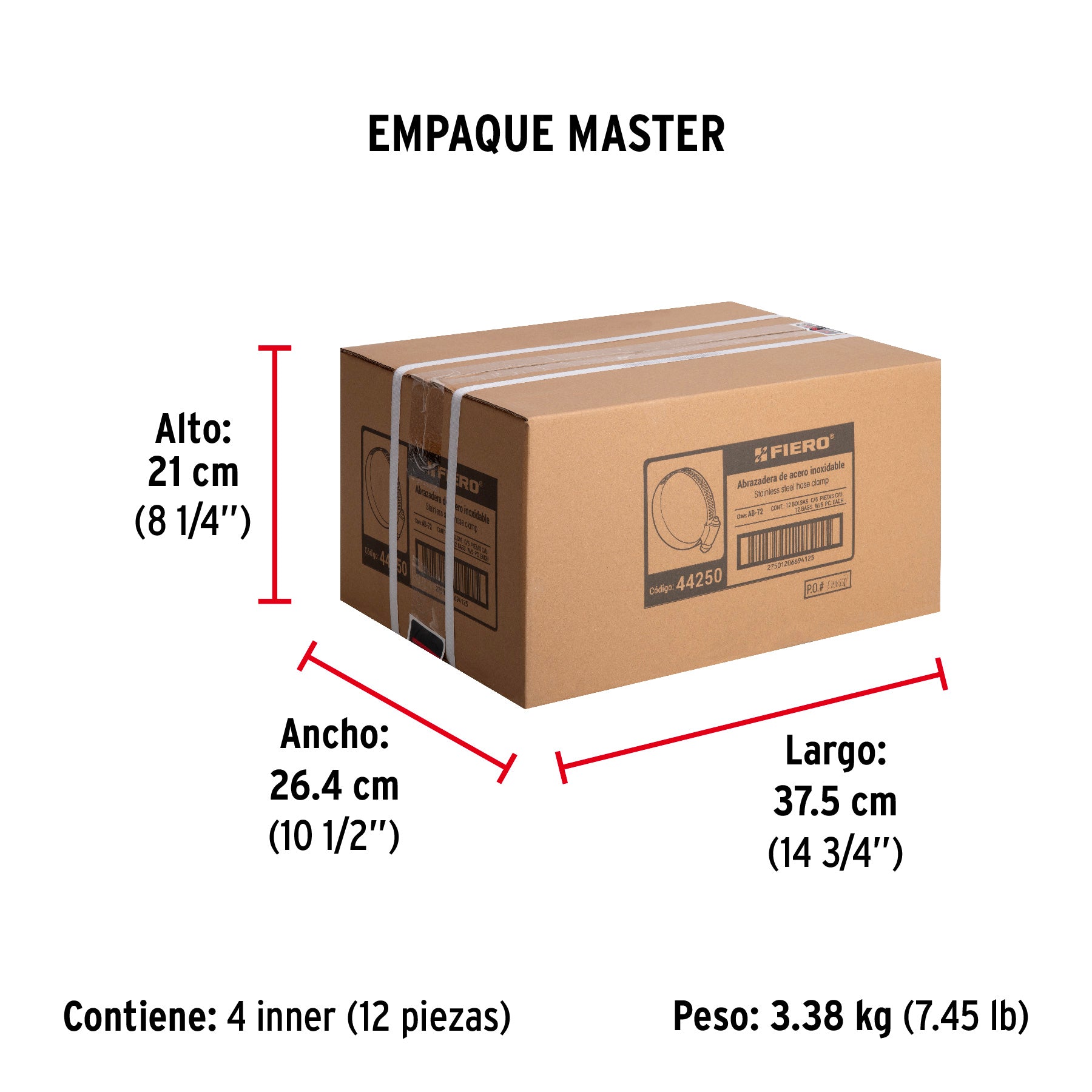Abrazadera reforzada, # 72, 4-1/8 - 5", bolsa 5 piezas