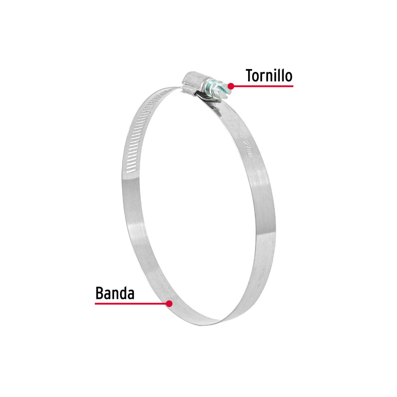 Abrazadera reforzada, # 72, 4-1/8 - 5", bolsa 5 piezas