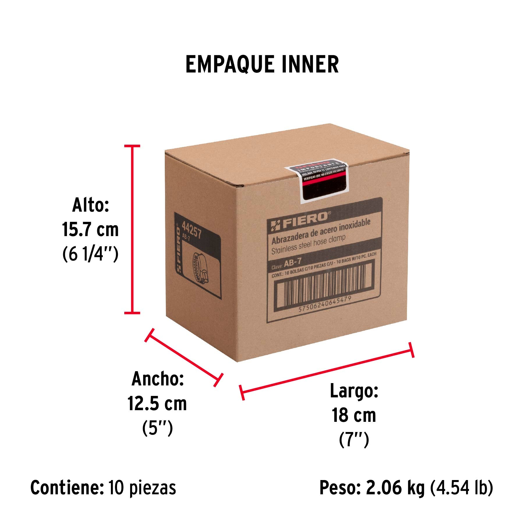 Abrazadera reforzada #7, 9/16 - 1-1/16", bolsa con 10 pzas
