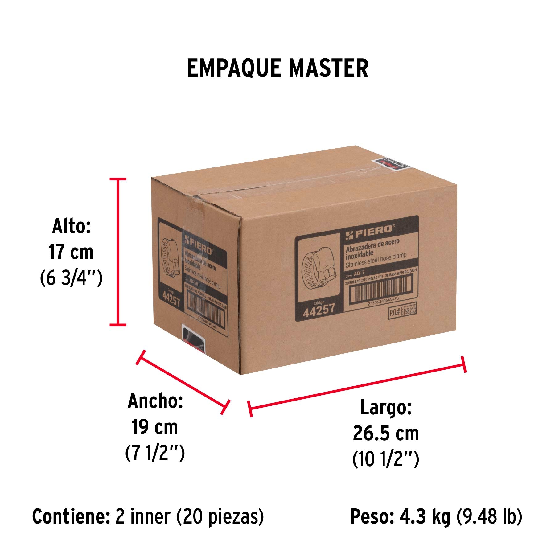Abrazadera reforzada #7, 9/16 - 1-1/16", bolsa con 10 pzas