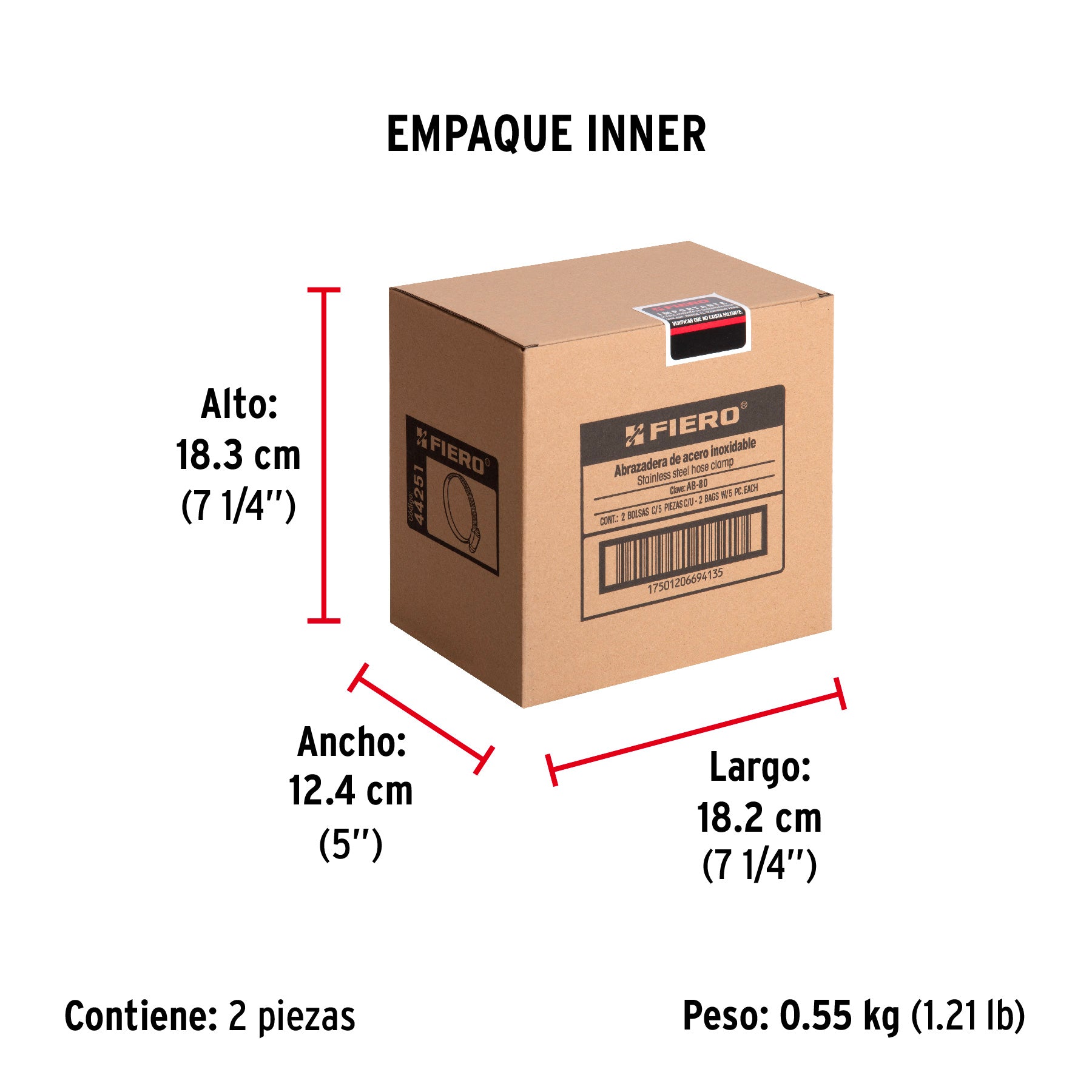 Abrazadera reforzada, # 80, 4-5/8 - 5-1/2", bolsa 5 pzas