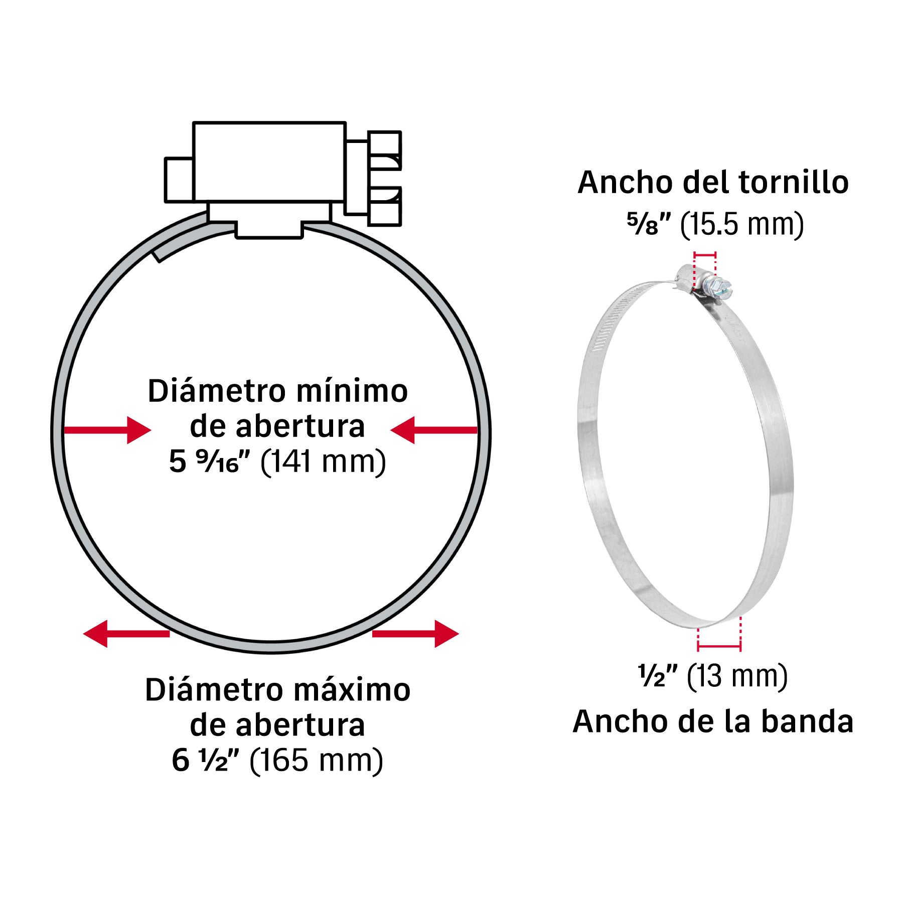 Abrazadera reforzada, # 96, 5-9/16 - 6-1/2", bolsa 5 pzas