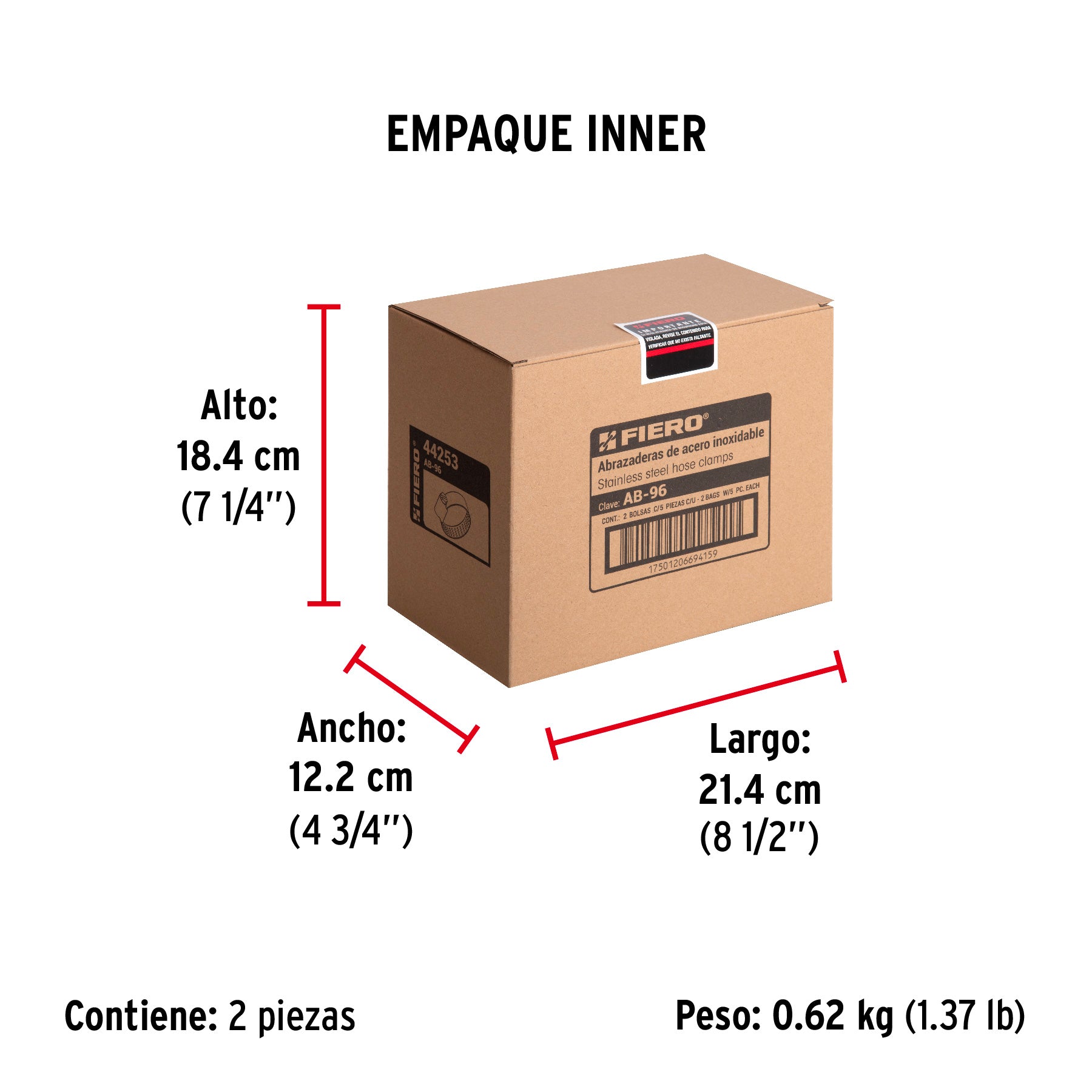 Abrazadera reforzada, # 96, 5-9/16 - 6-1/2", bolsa 5 pzas