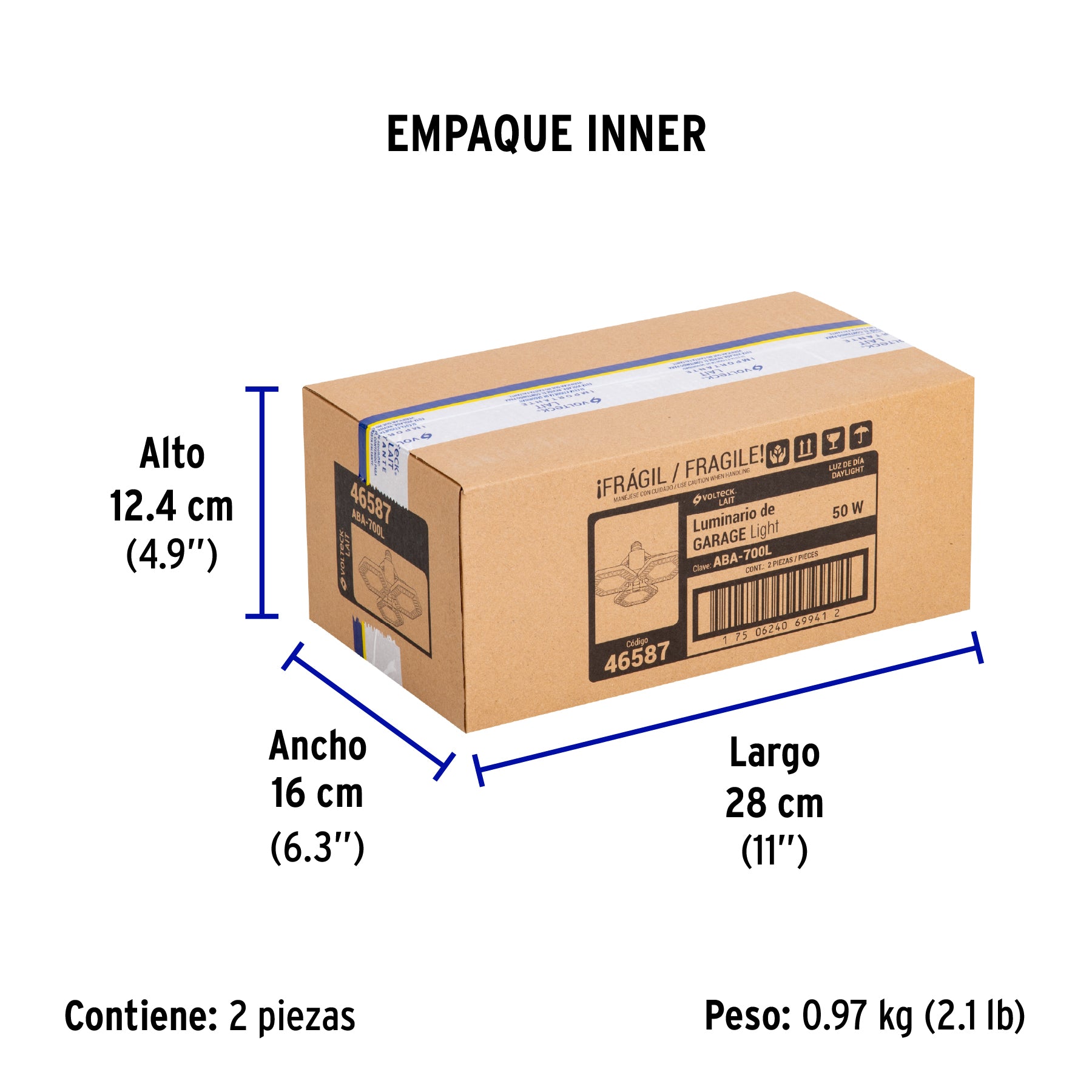 Luminario de LED 65 W, aluminio con 3 paneles abatibles