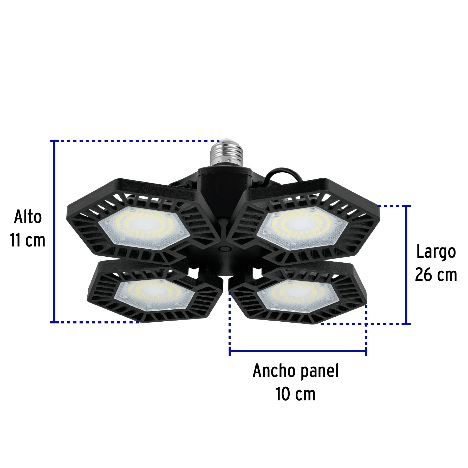 Luminario de LED 100 W, aluminio con 4 paneles abatibles