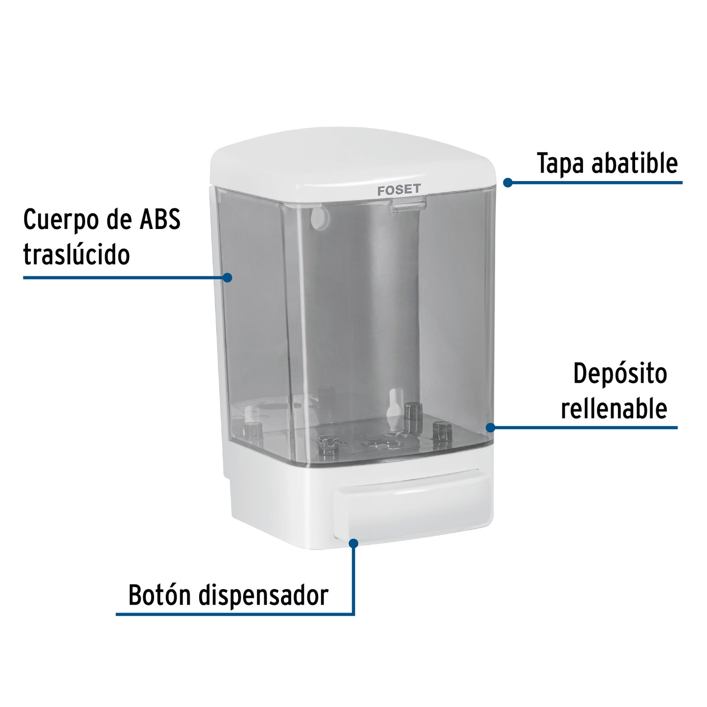 Dosificador para jabón líquido, blanco, Foset Basic