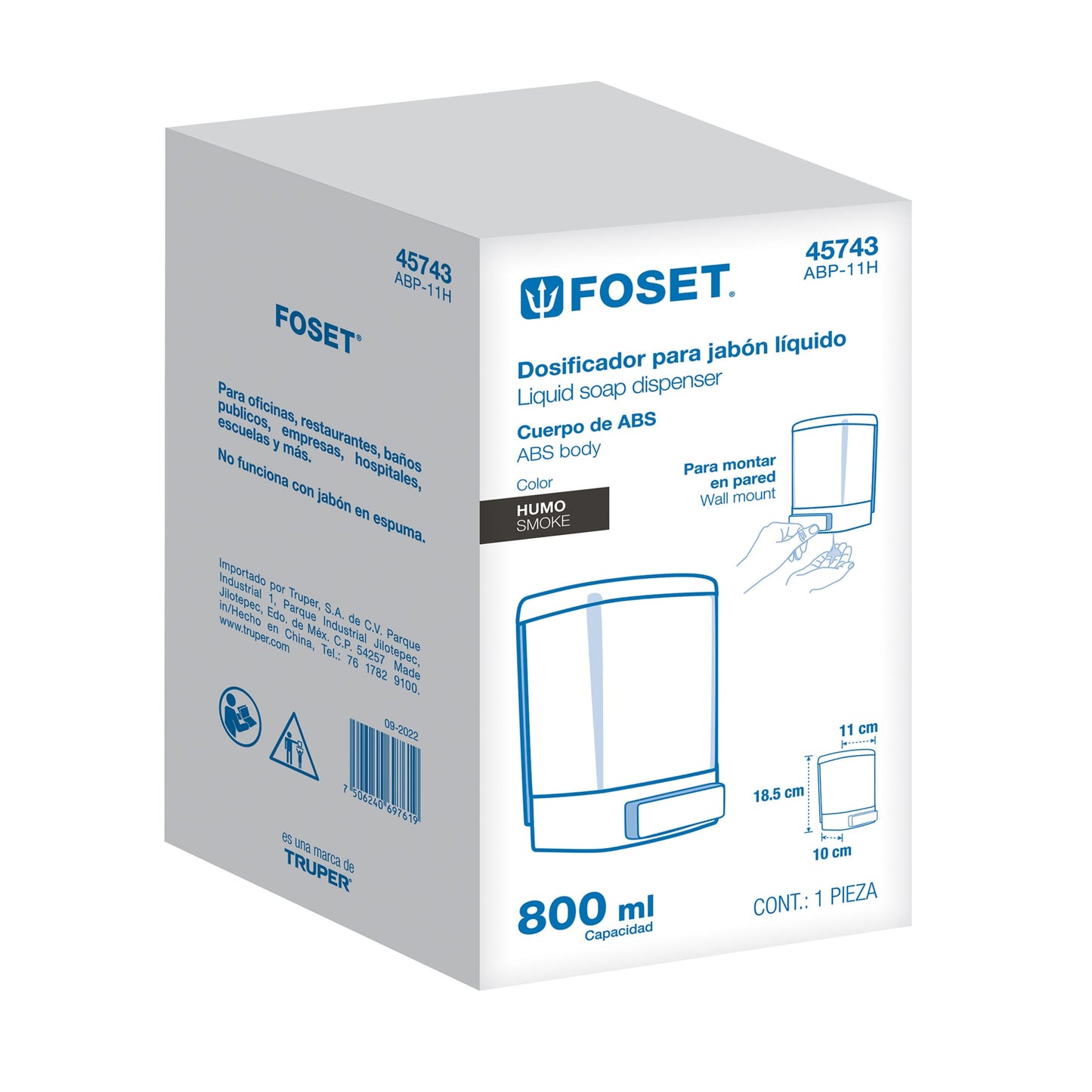 Dosificador para jabón líquido, humo, Foset Basic