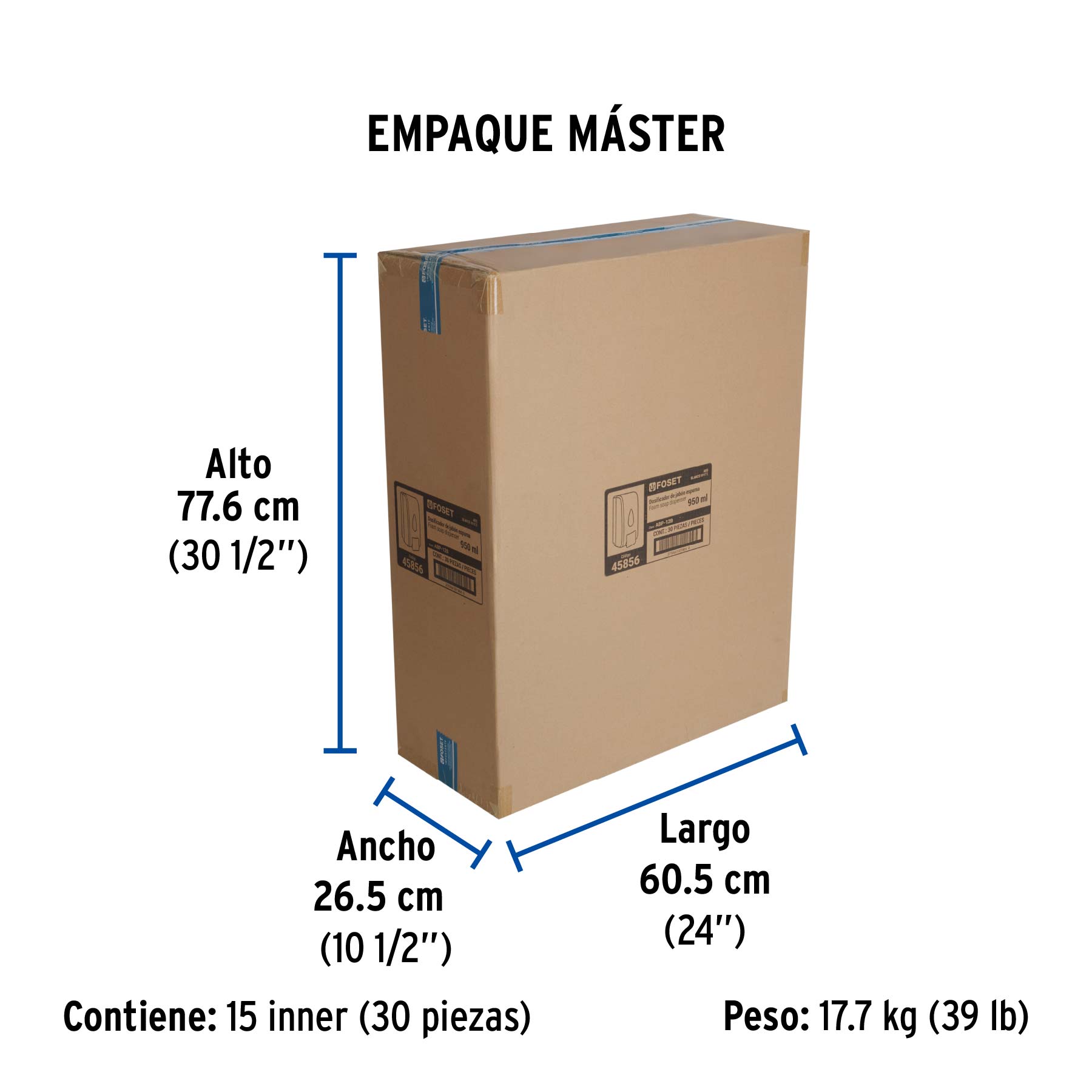 Dosificador de ABS para jabón espuma, blanco, FOSET