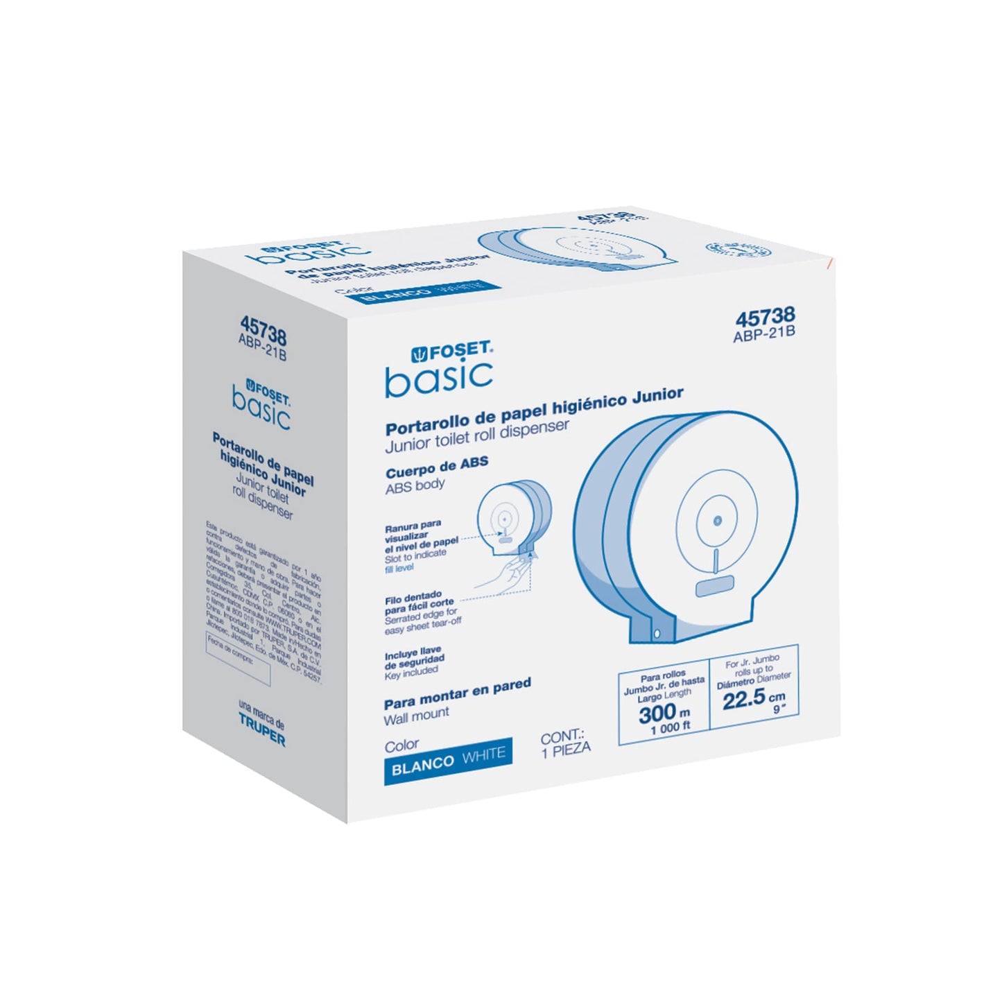 Portarollo junior de ABS, blanco, Foset Basic