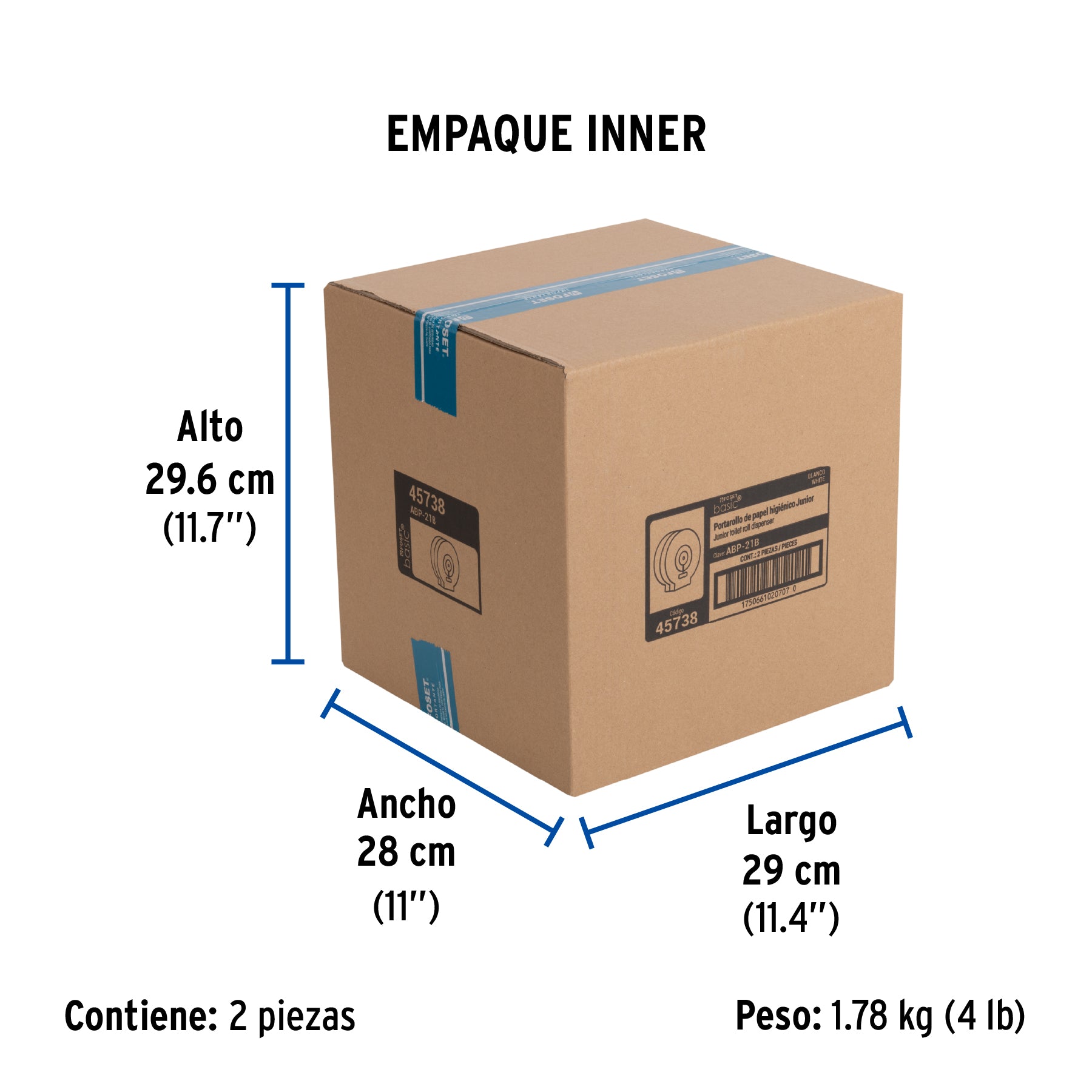 Portarollo junior de ABS, blanco, Foset Basic