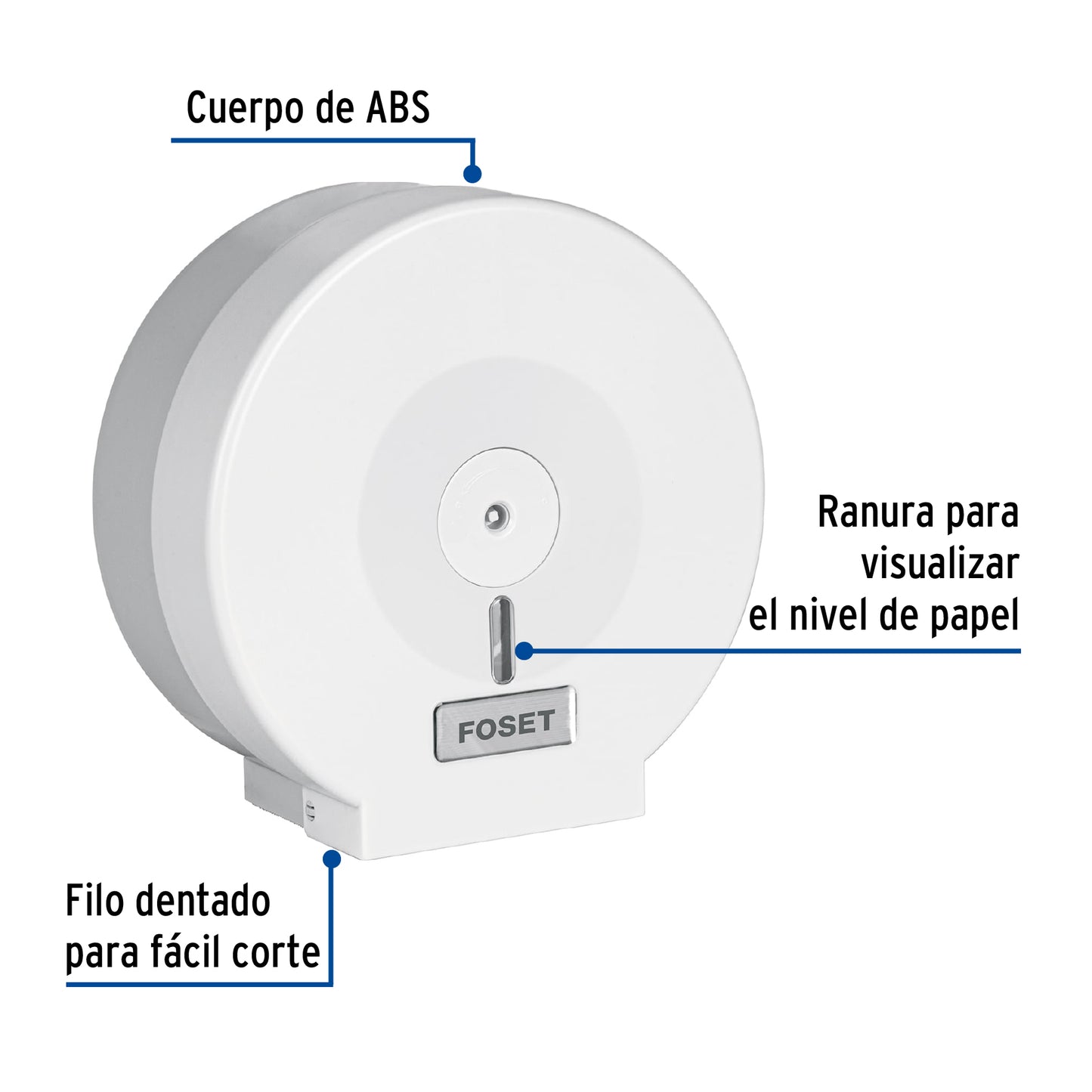 Portarollo junior de ABS, blanco, Foset Basic