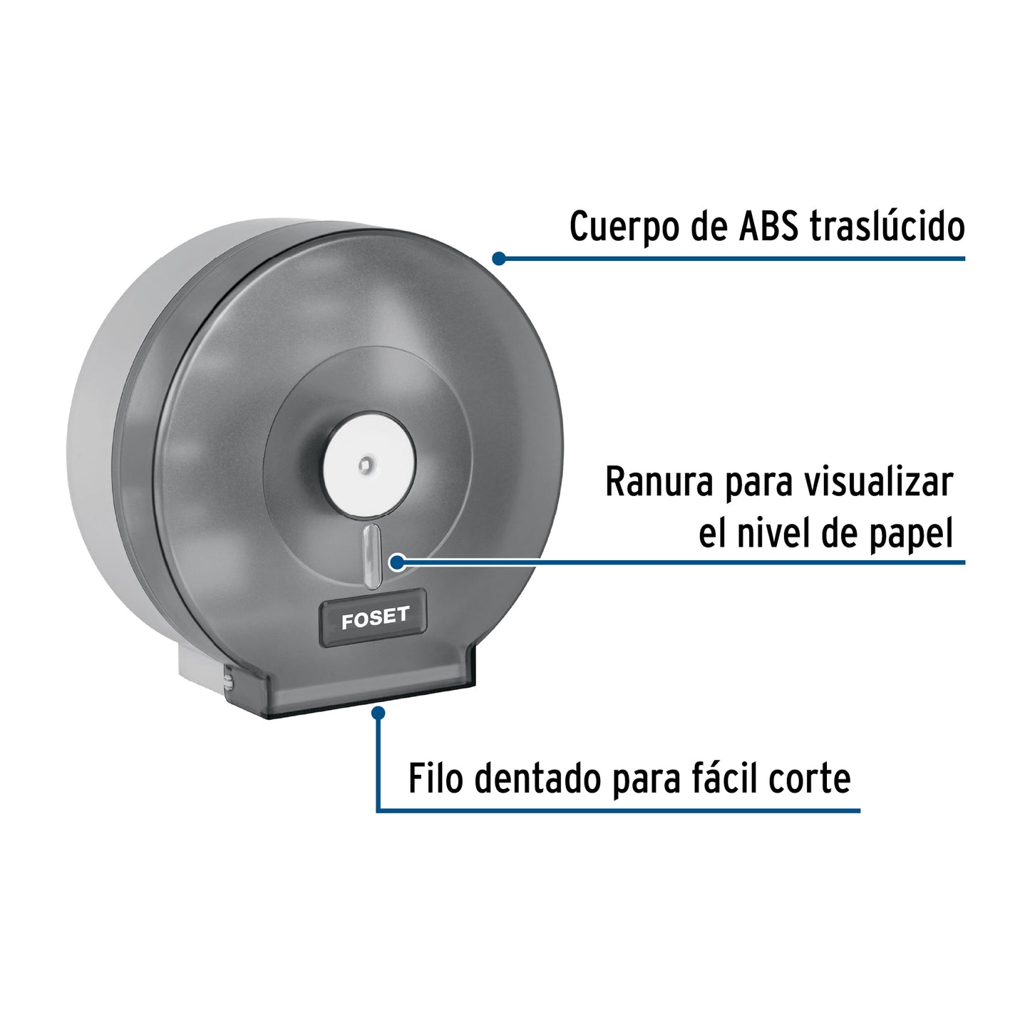 Portarollo junior de ABS, humo, Foset Basic