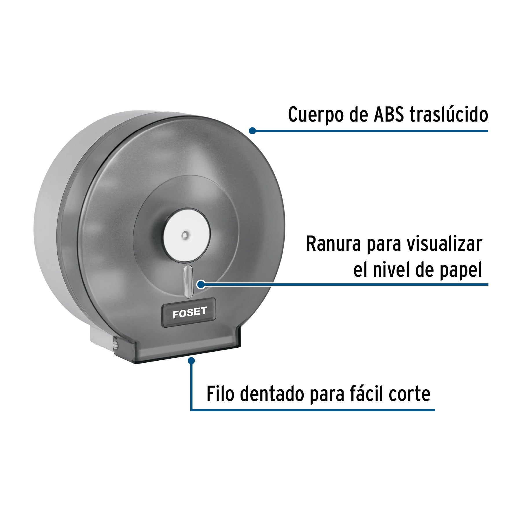 Portarollo junior de ABS, humo, Foset Basic