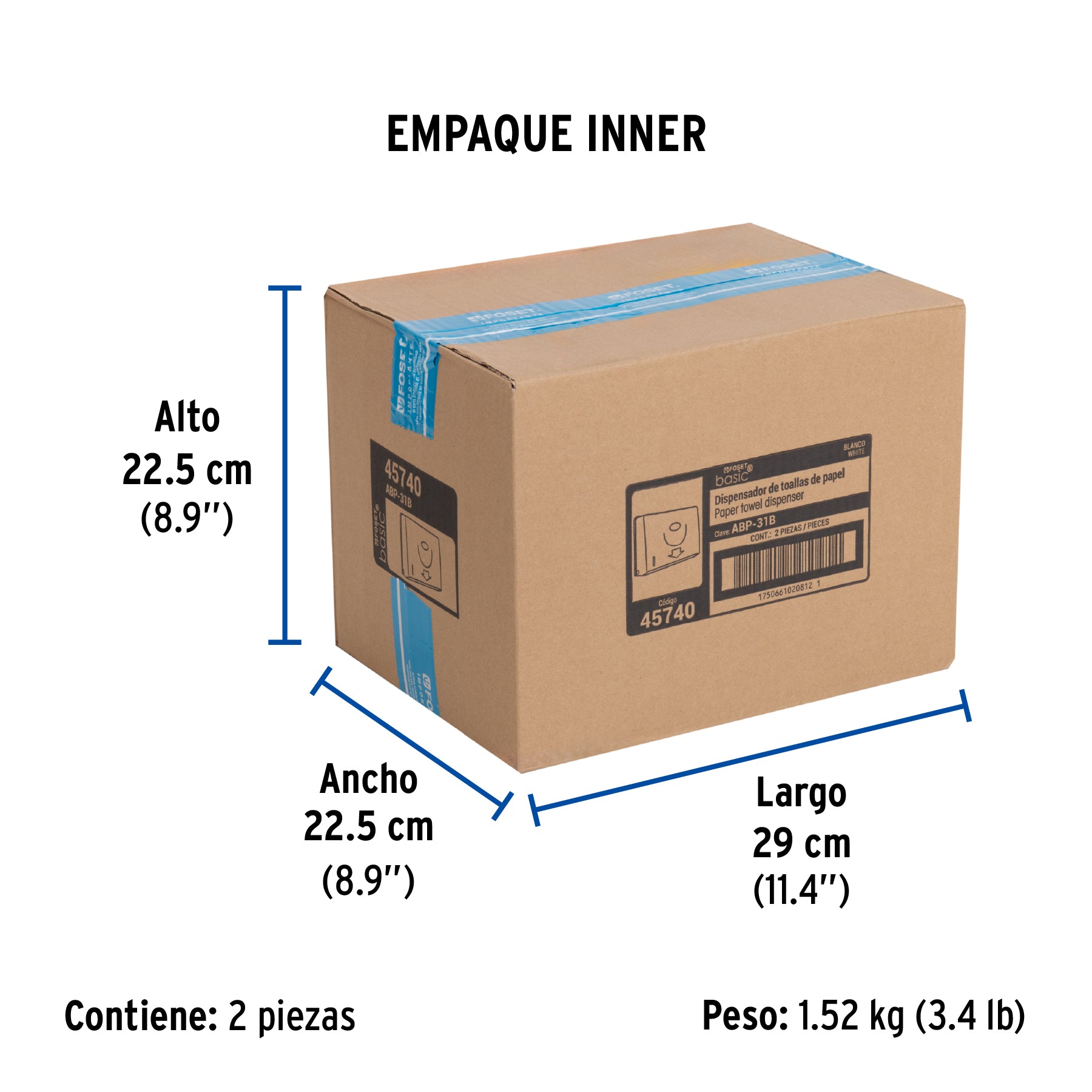 Dispensador junior p/toallas de papel, blanco, Foset Basic