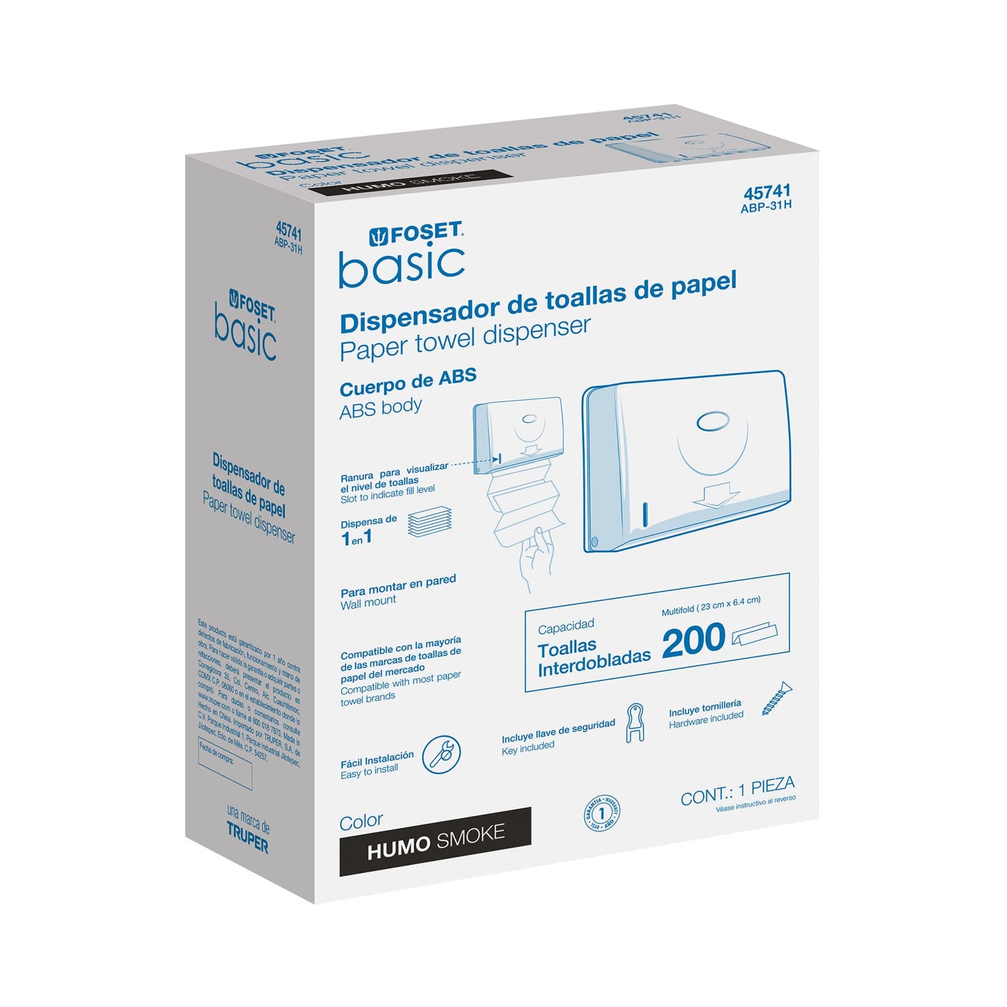 Dispensador junior p/toallas de papel, humo, Basic