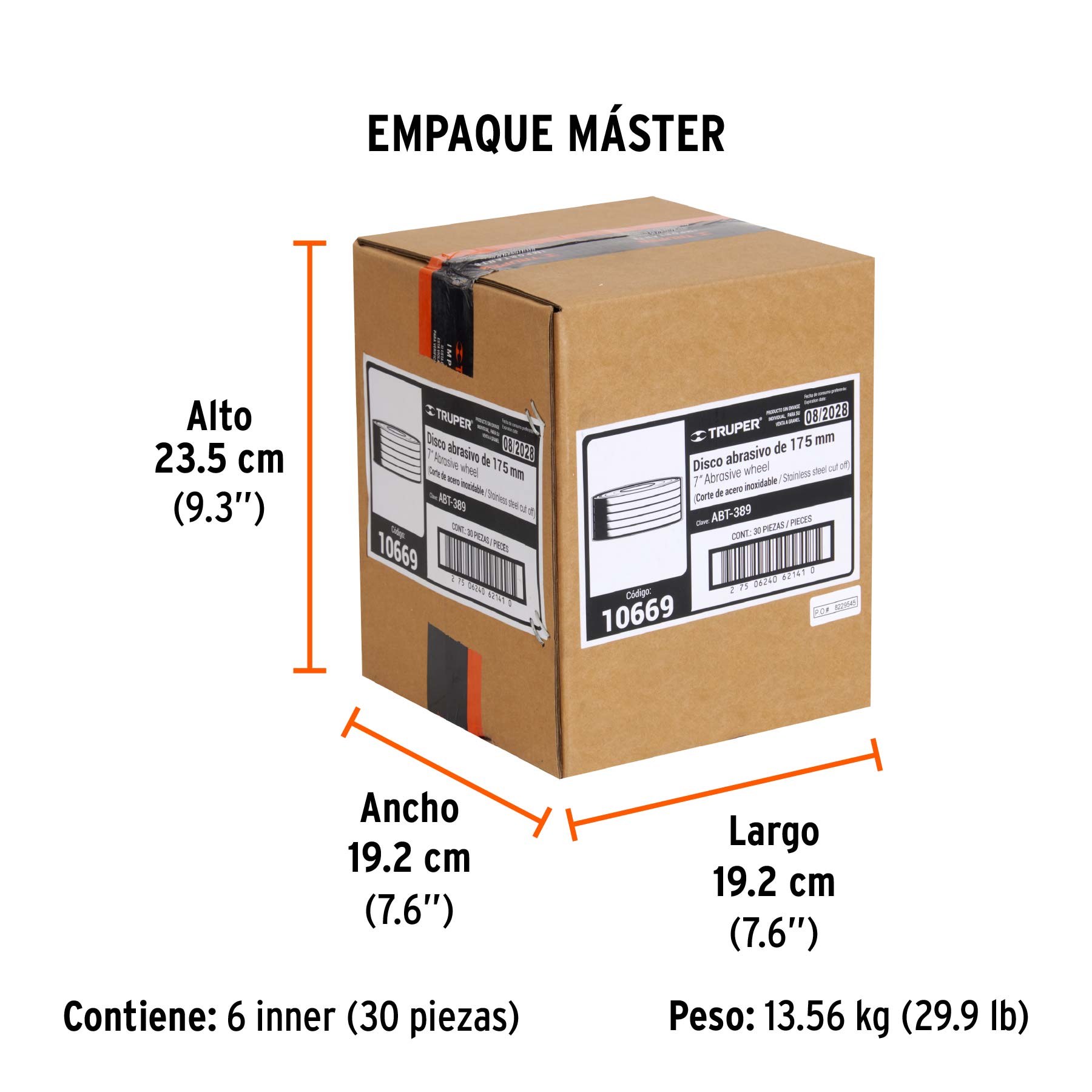 Disco para desbaste de acero inoxidable, tipo 27, 7"