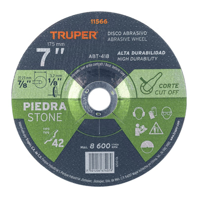 Disco para corte de piedra, tipo 42, diámetro 7"