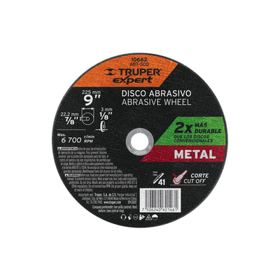 Disco para corte de metal, tipo 41, diámetro 9"