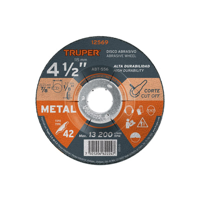 Disco para corte de metal, tipo 42, diámetro 4-1/2"