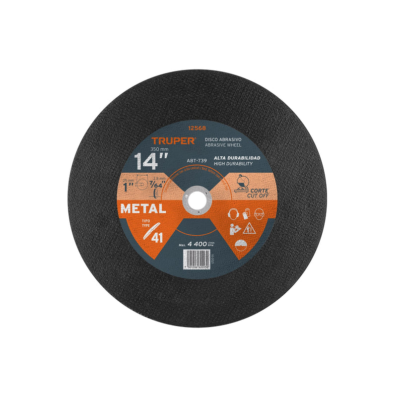 Disco para corte de metal, tipo 41, diámetro 14"..