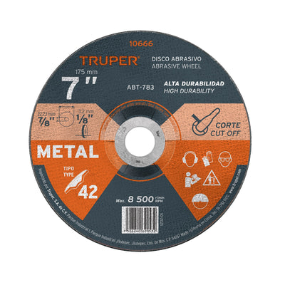Disco para corte de metal, tipo 42, diámetro 7"