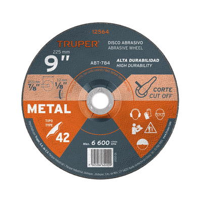 Disco para corte de metal, tipo 42, diámetro 9"