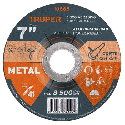 Disco para corte de metal, tipo 41, diámetro 7"..